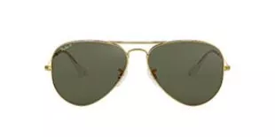 RB3025 Classic Aviator Sunglasses, Gold/Green Polarized, 58 mm