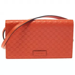 Orange Micro Leather Crossbody Wallet