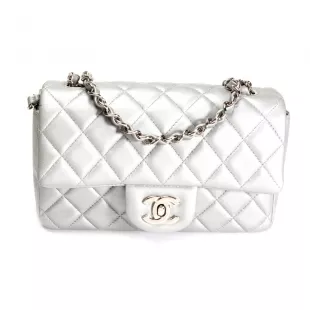 Quilted Lambskin Silver Bag