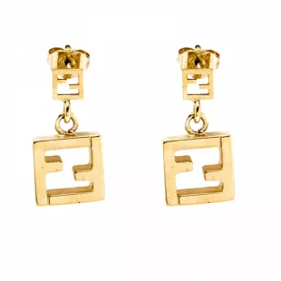 FF Gold Tone Dangle Earrings