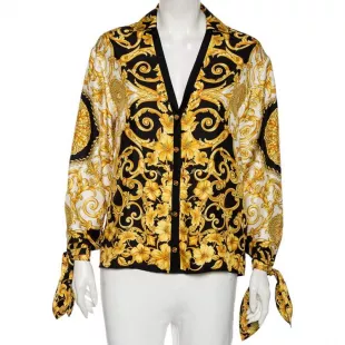 Multicolor Baroque Printed Silk Button Front Shirt