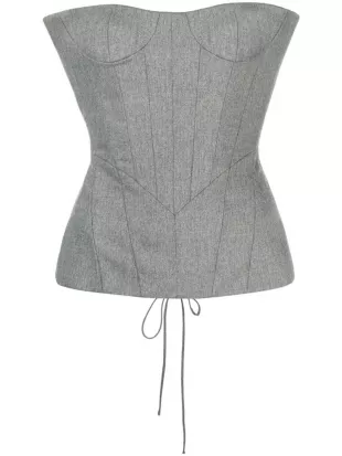 Lace-Up Wool-Blend Flannel Bustier Top