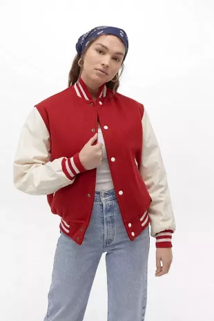 Salvaged Deadstock Red and White Bomber Jacket