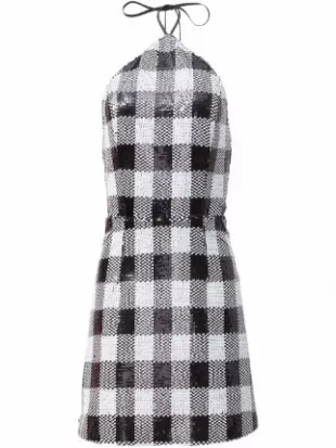 Sequin-embellished Checked Dress