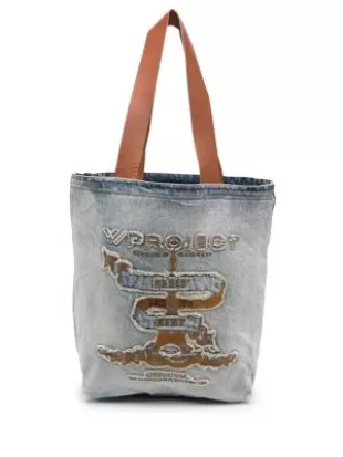 Paris' Best Logo-Embroidered Denim Tote Bag
