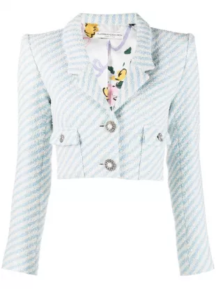 Diagonal-stripe Tweed Jacket