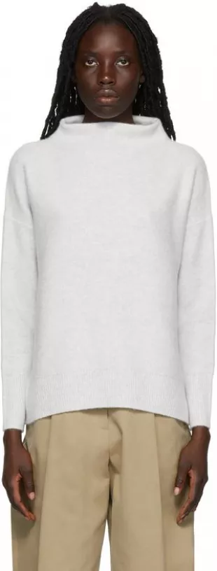 Gray Funnel Neck Sweater
