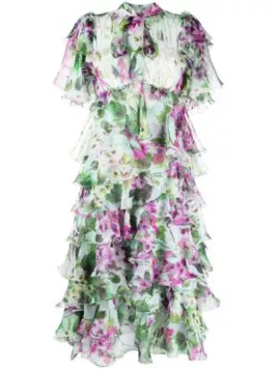 Ruffled Floral-Print Dress