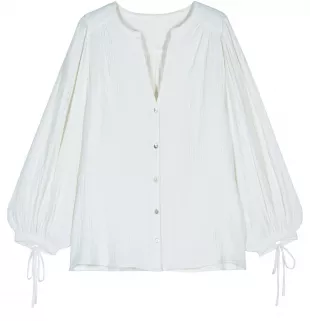 Kida split-neck cotton blouse