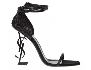 Black Crystal Embellished Opyum 110 Heeled Sandal