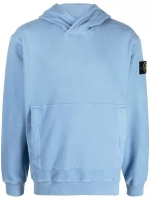 logo-patch long-sleeve hoodie - Blue
