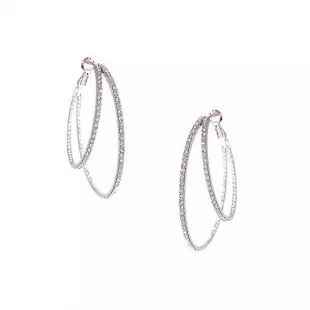 Double Pave Crystal Hoop Earrings