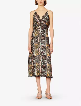 Luana Graphic-Print Silk Midi Dress