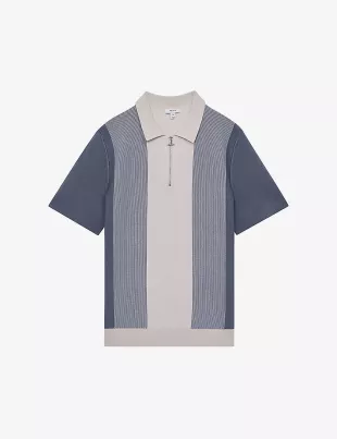 Airforce Herald Half Zip Textured Stripe Polo T-Shirt