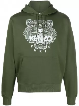Tiger Motif Embroidered Hoodie