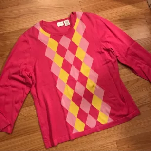Pink n Yellow Argyle sweater