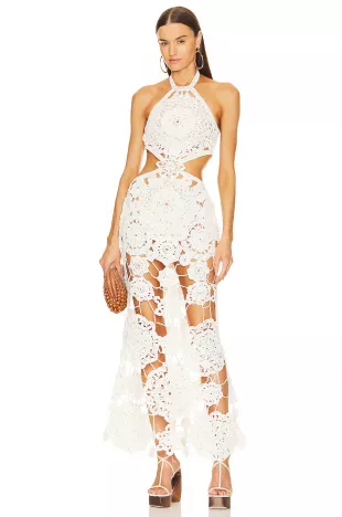 Cult Gaia Accalia Crochet Gown worn by Maya Jama as seen in Love Island (S10E01) | Spotern Cult Gaia Accalia Crochet Gown worn by Maya Jama as seen in Love Island (S10E01) | Spotern