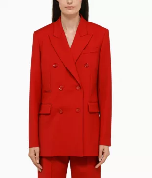 Red Wool Double-Breasted Blazer
