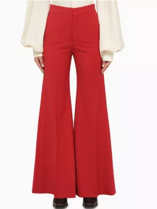 Wide Red Bell-Bottom Trousers