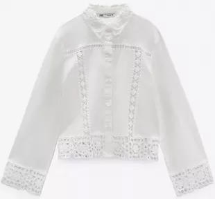 Embroidered Scallop Blouse