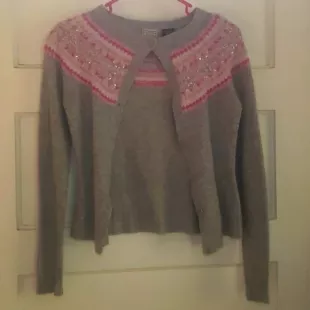 Grey, Pink & White Cardigan