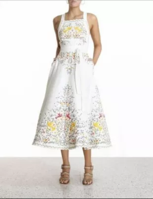 zimmermann carnaby embroidered bird dress Zimmermann Picnic Dress Coral Birds