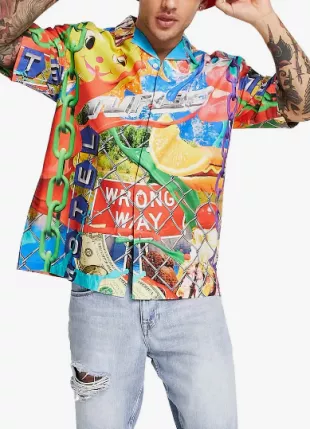 Fairground Print Cotton Button Up Shirt