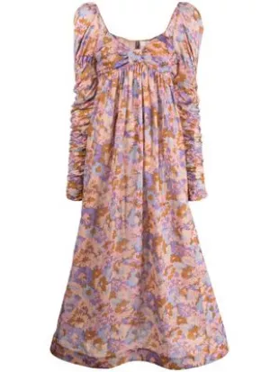 Violet Floral-Print Dress
