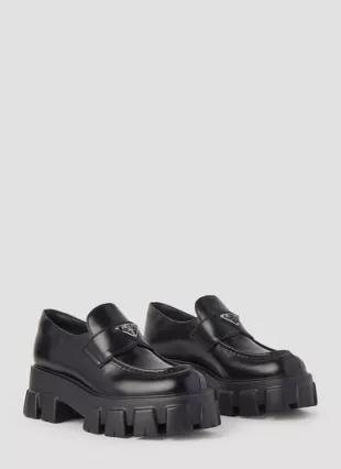 Prada - Monolith Platform Leather Loafers