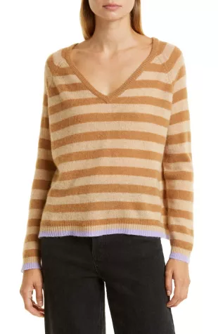 V-Neck Stripe Sweater