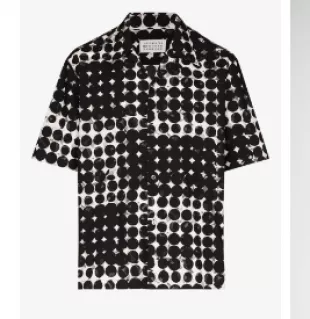 Pixel Polka Dots Print Shirt in Black