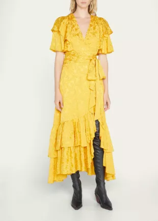 Prabal Gurung Floral Ruffled Midi Wrap Dress