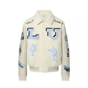 Louis Vuitton varsity jacket worn by Fredo on his Instagram account @fredo