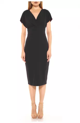 Alexia Admor - Naomi Drape Surplice Neck Sheath Dress