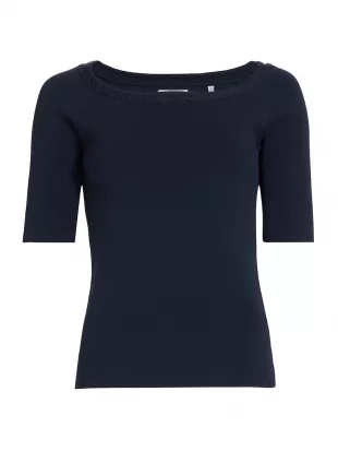 Braided Short-Sleeve Sweater