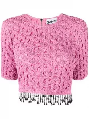 Beaded Fringe Smock Top