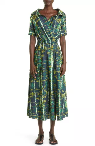 Altuzarra - Lydia Shibori Tie Dye Stretch Cotton Shirtdress