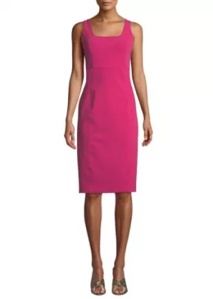 Veronica Beard - Cattleya Square-Neck Sleeveless Sheath Dress Fuchsia