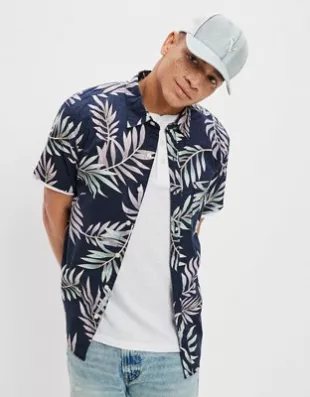 american eagle - Tropical Button-Up Resort Shirt