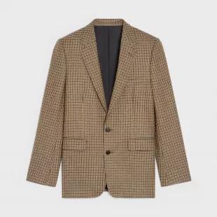 CLASSIC JACKET IN CHECKED WOOL - CAMEL/MARRON/BRUN
