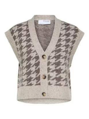 Selected - Wool Blend Houndstooth Vest