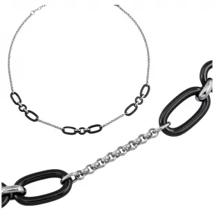 Collier acier 'Chorégraphie' céramique noir - [K4779]