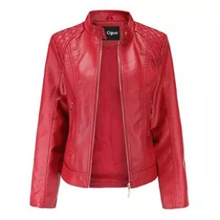 Women's Trendy Faux Leather Jacket Moto Short Jacket Fashion PU Jacket Coat