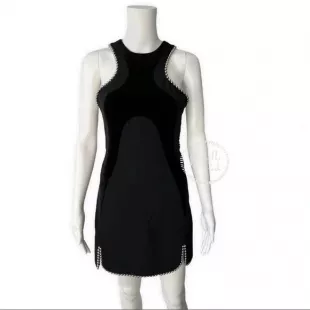 Ball-chain Accent Paneled Dress In Black