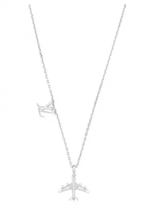 Louis Vuitton Lv Plane Necklace Monogram Flower Silver worn by