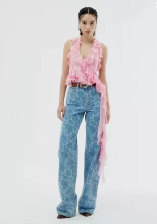 Printed Silk Georgette Halter Top