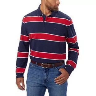 Tommy Hilfiger Mens Classic Fit Long Sleeve Rugby Polo worn by