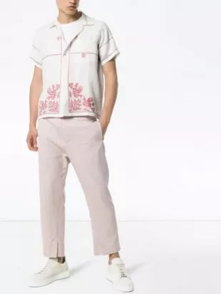 Cross Stitch-embroidered Cotton Shirt