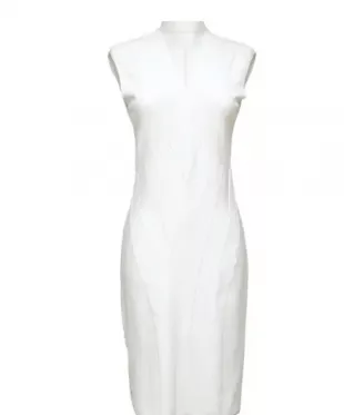 FENDI Dress White Viscose Knit Sleeveless Slip-On V-Neck