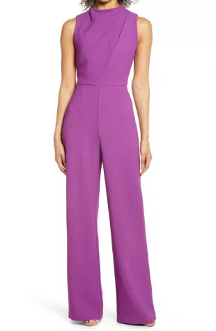 Corrine Draped Bodice Wide Leg Jumpsuit